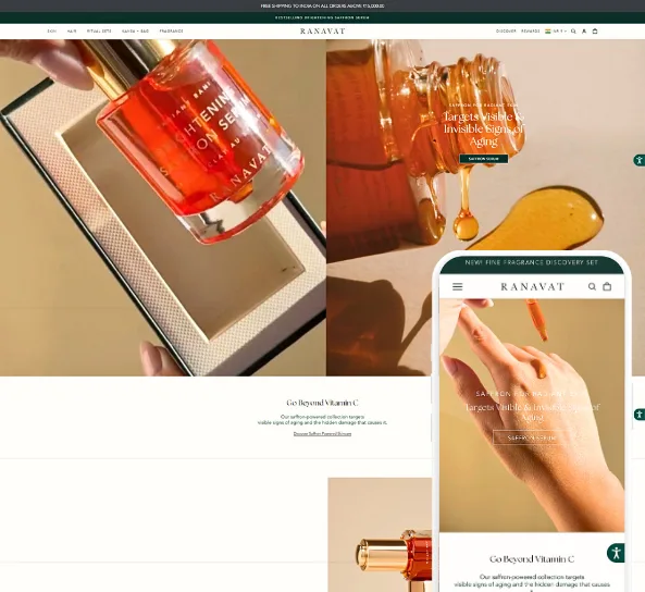 Kanavat skincare Shopify store, designed and built by Code Elevator