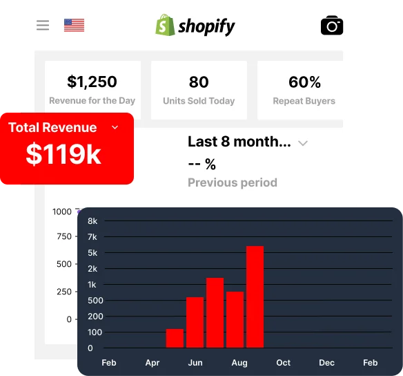 Shopify admin — $119K total sales